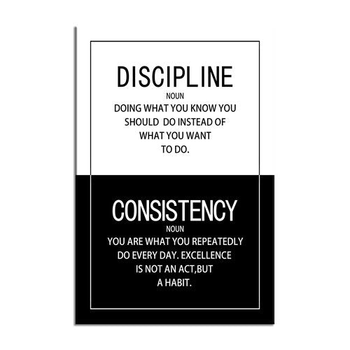 Discipline Consistency Noun Inspirational Wall Art for Office Motivational Posters Picture Prints Canvas Modern Home Decor Painting Artwork for Stretched and Framed Ready to Hang [24''W x 36''H]