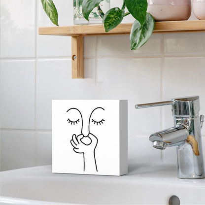 Regine Switzerland Funny Bathroom Decor - Black & White Boho Sign for Home & Dorm Room | Wooden Box Decoration