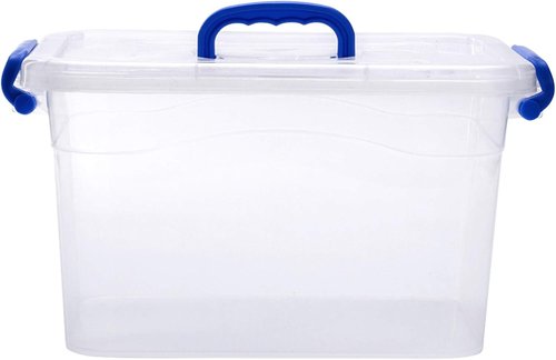 Clear Storage Box by [Brand Name] - 6-Pack 7 Quart Plastic Latch Bins with Handle | 6.5 Liter Capacity