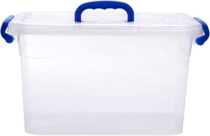 Clear Storage Box by [Brand Name] - 6-Pack 7 Quart Plastic Latch Bins with Handle | 6.5 Liter Capacity