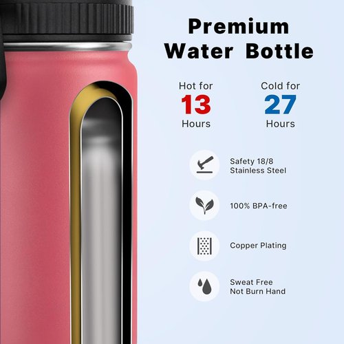 Koodee 12 Oz Stainless Steel Water Bottle - Double Wall Vacuum Insulated Flask | Leakproof Spout Lid (Flamingo Pink)