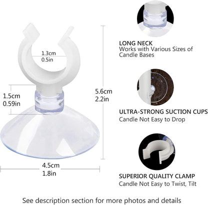 Window Candle Suction Cups Clamp - Secure Holder for Electric Candles - 20-Pack for Christmas Decor
