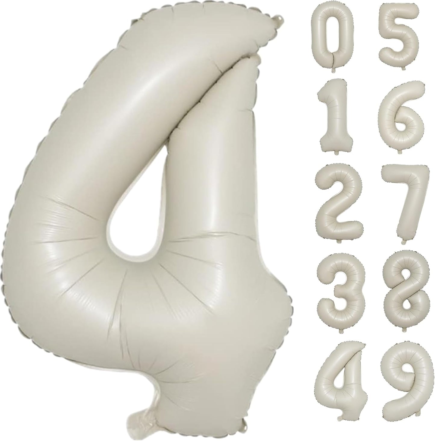 Skiennix 40-Inch Cream White Foil Number Balloons | Helium-Inflatable 0-9 for Birthdays & Anniversaries