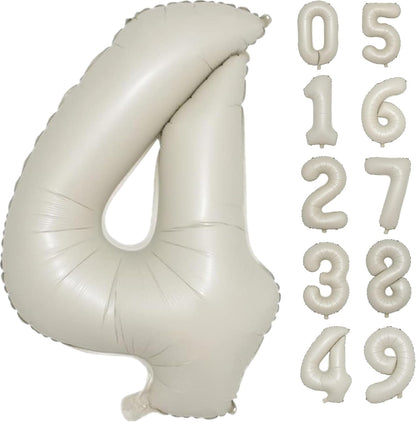 Skiennix 40-Inch Cream White Foil Number Balloons | Helium-Inflatable 0-9 for Birthdays & Anniversaries