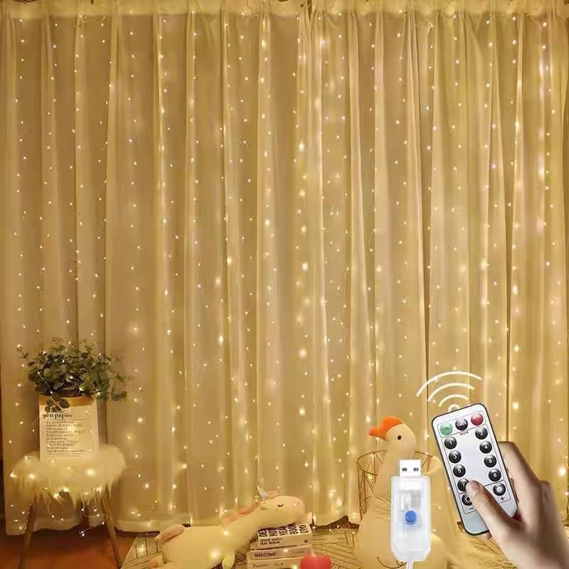 Skiennix 300 LED Curtain Lights - 3M x 3M Fairy String Lights for Parties & Weddings | USB Plug, 8 Modes, Warm White