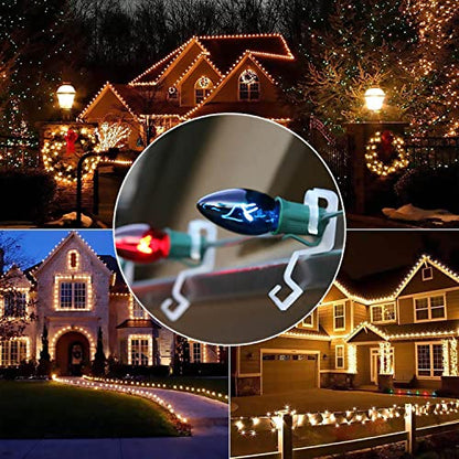Transparent Christmas Light Clips 100 Pieces Outdoor Gutter Shingles Hooks