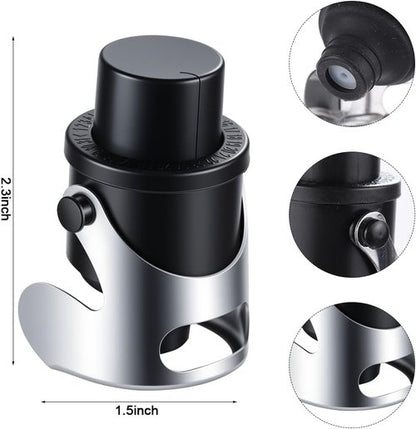 Champagne Stoppers for Bottles Stainless Steel with Built-in Pump Prosecco Bottle Sealer Stopper Saver 2 Pack