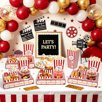 Movie Night Snack Trays with Popcorn & Snack Boxes - Red / 32