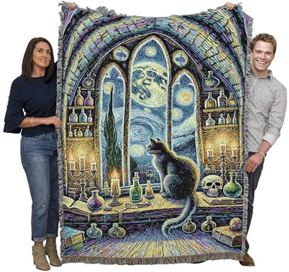 Vahn Gogh the Wizard Fantasy Tapestry Throw Blanket 72x54 Cotton, Made in USA