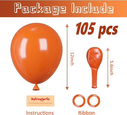 Voircoloria 105pcs Orange Balloons - 12 Inch Party Latex Balloons for Birthday & Baby Showers