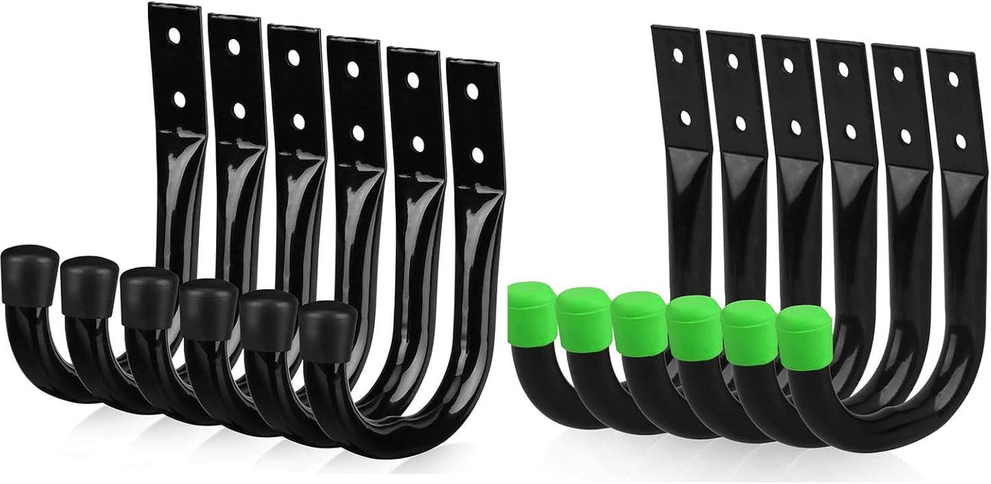SWANLAKE Garden Tools | 12-Piece Heavy Duty Garage Storage Hooks Set - Utility Bike Wall Hooks