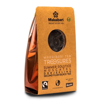 Makaibari Summer Solstice Muscatel Loose Leaf Black Tea 100g (3.52oz) Pack | Pure Unblended Organic Darjeeling Second Flush Black Tea, Delightfully Rich Flavor & Aroma, Second Flush Harvest | 50 Cups