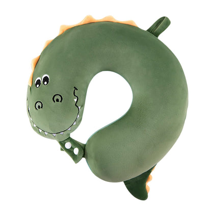 Travel Pillow Memory Foam Head Support Pillows Animal U Shaped Neck Pillow Attachable Snap for Sleeping Car Travel Home Office (Green-Crocodile)