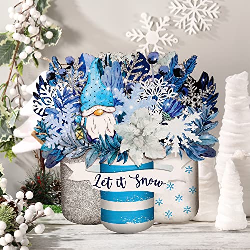 Winter Welcome Sign Wood Snowflake Mason Jar Hanger - Blue Mason Jar Style
