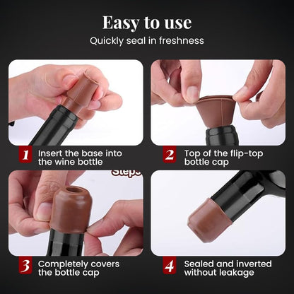 Silicone Wine Stopper for Wine Bottles, 2026 New Reusable Wine Bottle Stopper, Seal Bottle Cover for Beer Champagne, Wine Bottle Cover Caps for Home Use (4)