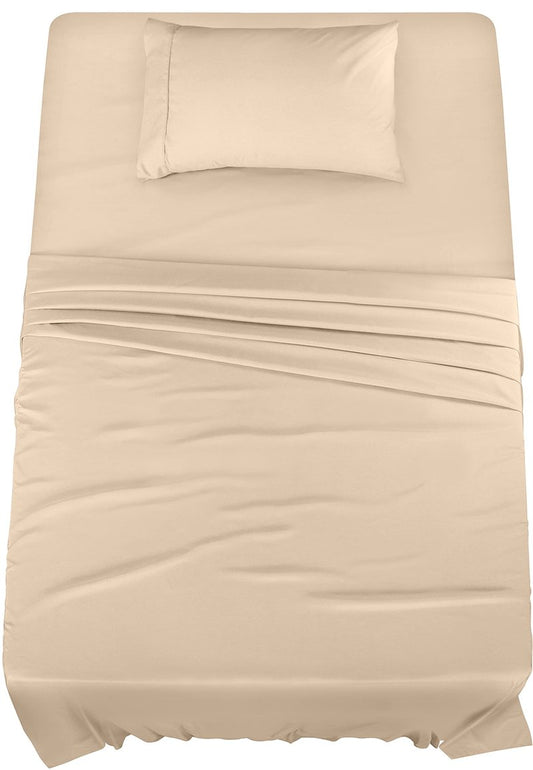 Utopia Bedding Twin Bed Sheets Set - Pack of 2 Sheet Sets - Perfect for Spa, Hotel, & Guest Bedroom - Brushed Microfiber - Shrinkage and Fade Resistant - Easy Care (Beige)