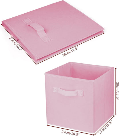 Storage Cubes by [Brand Name] - 10.5 Inch Collapsible Fabric Bins for Organized Closets & Offices | Pink
