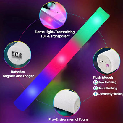 SHQDD LED Foam Glow Sticks - 28PCS Colorful Light-Up Party Pack with 3 Flashing Modes | Perfect for Weddings, Birthdays, Raves, and Celebrations