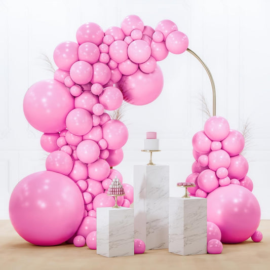 PartyWoo Pink Balloon Arch Kit - 99pcs Matte Pink Balloons in Various Sizes for Baby Showers & Parties