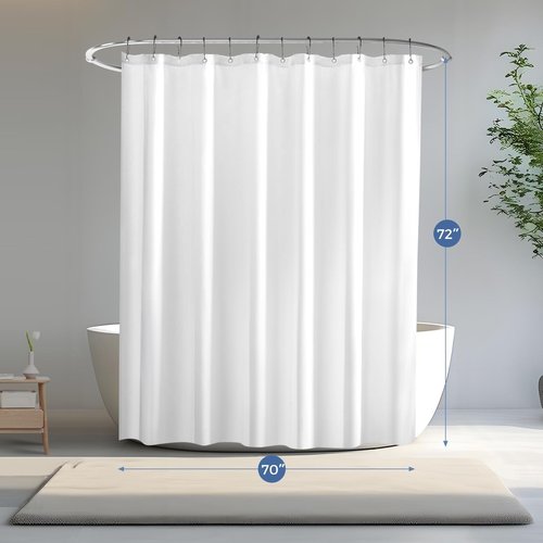 downluxe Waterproof Fabric Shower Curtain Liner, Soft Cloth Shower Liner with 3 Magnets, Machine Washable & Hotel Quality Bathroom Curtain, 70" W x 72" L, White