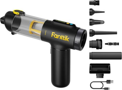 Fanttik Slim V10 Mix Cordless Car Vacuum - 4-in-1 Handheld Air Duster with Smart LED Display & 16kPa Suction Power