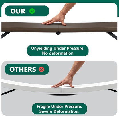Folding Table | 4FT Heavy Duty Plastic with Handle - Portable & Foldable for Outdoor Events, Brown