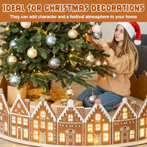 Wooden Gingerbread House Christmas Tree Collar with Lights - 30 Inch