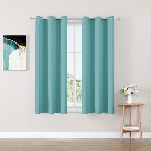 ChrisDowa Small Window Curtains - Thermal Insulated Grommet Room Darkening Panels, Aqua, 29 x 40 Inch