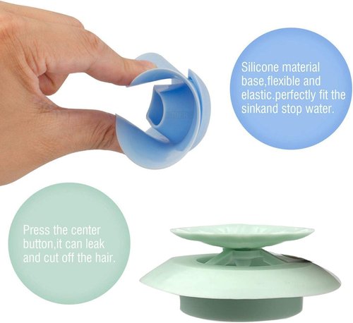 Bathtub Drain Stopper - 5 Pack Silicone Tub Stopper and Hair Catcher, Shower Drain Cover Strainer, Easy Install and Clean, Protects Bathroom and Kitchen Drains from Hair and Debris