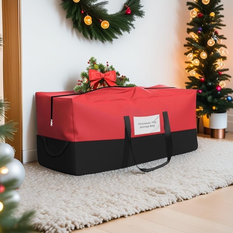 Skiennix Christmas Tree Storage Bag - Heavy-Duty 600D Oxford for 10 Ft Trees | Reinforced Handles & Zipper Pocket