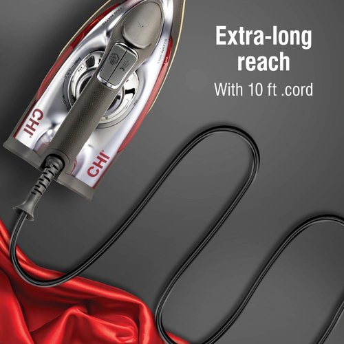 CHI Steam Iron - Powerful 1700 Watts with 300+ Steam Holes & Titanium Infused Soleplate | XL 10' Cord