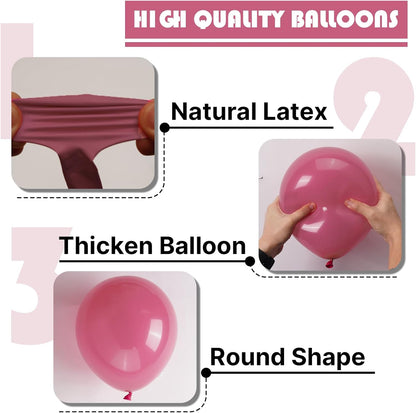 PartyWoo Mauve Balloon Set - 140pcs in Various Sizes for Baby Showers, Weddings & Birthdays | Dusty Pink Decor