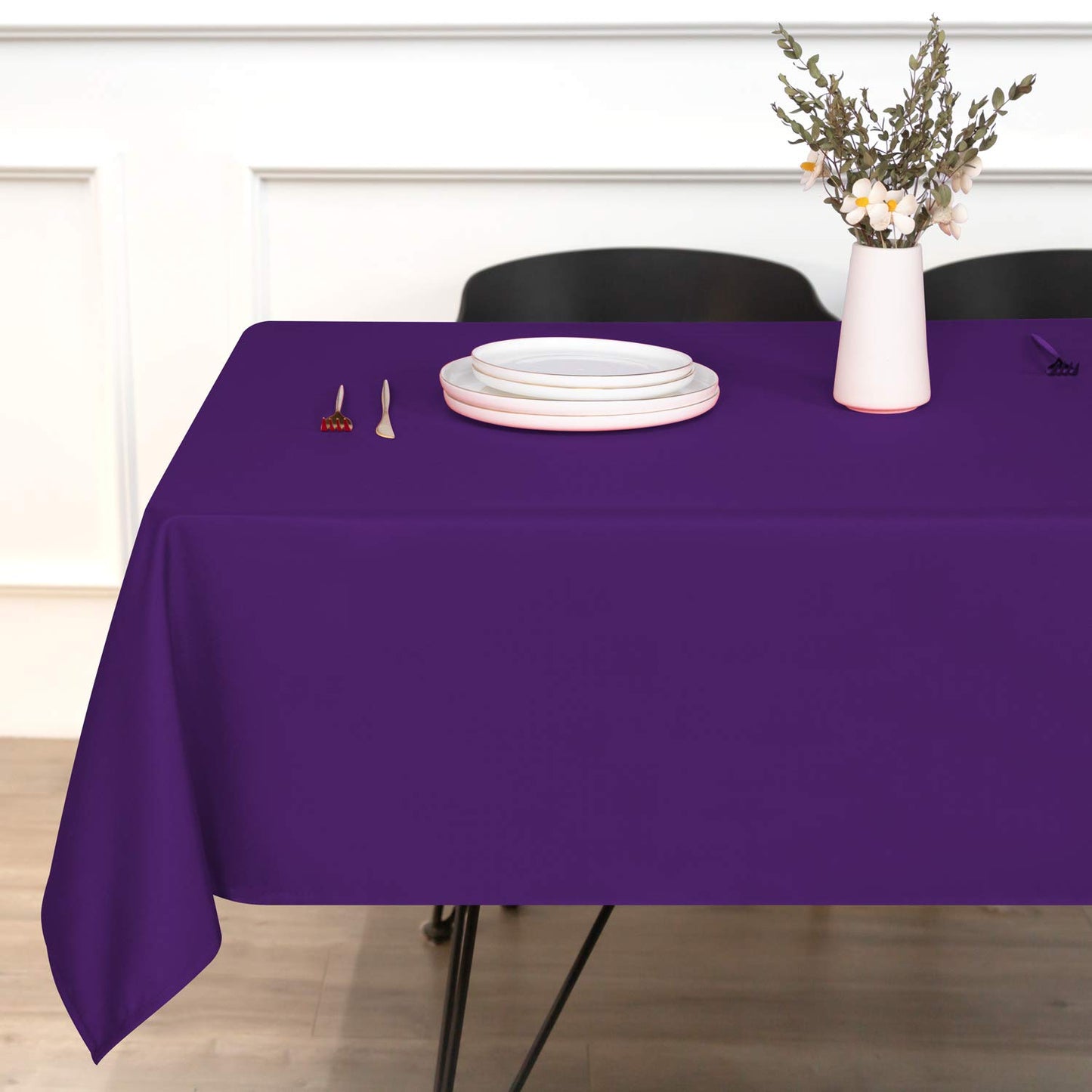 sancua Rectangle Tablecloth - 54 x 54 Inch - Stain and Wrinkle Resistant Washable Polyester Table Cloth, Decorative Fabric Table Cover for Dining Table, Buffet Parties and Camping, Purple