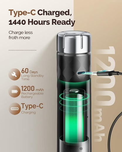 Maestri House Rechargeable Milk Frother - Stepless Speed Control Handheld Foam Maker for Lattes & Cappuccinos