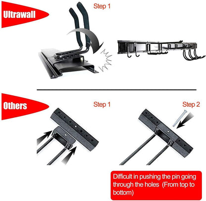 Ultrawall Tool Storage Rack - 13 PCS Adjustable Wall-Mounted Organizer | 64-Inch Heavy-Duty Steel System