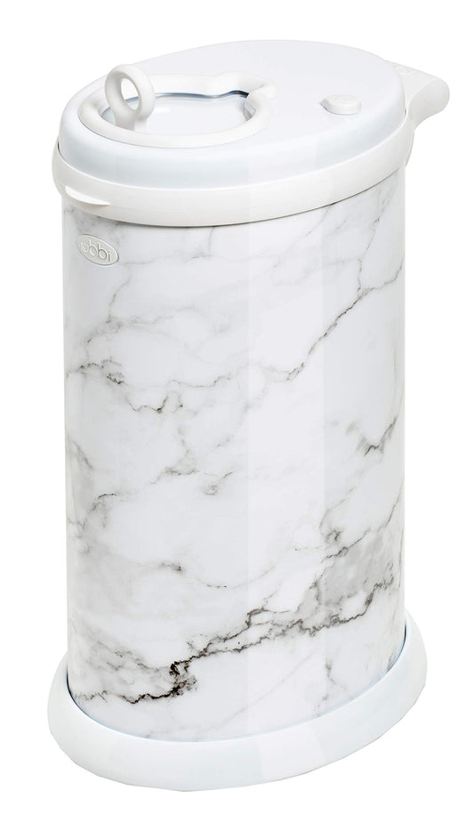 Ubbi Steel Diaper Pail, Odor Locking, No Special Bag Required, Award-Winning, Registry Must-Have, Marble