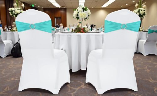 MDS Spandex Chair Sashes - Universal Fit Elastic Stretch Ties with Buckle for Weddings | Aqua Blue, Pack of 125