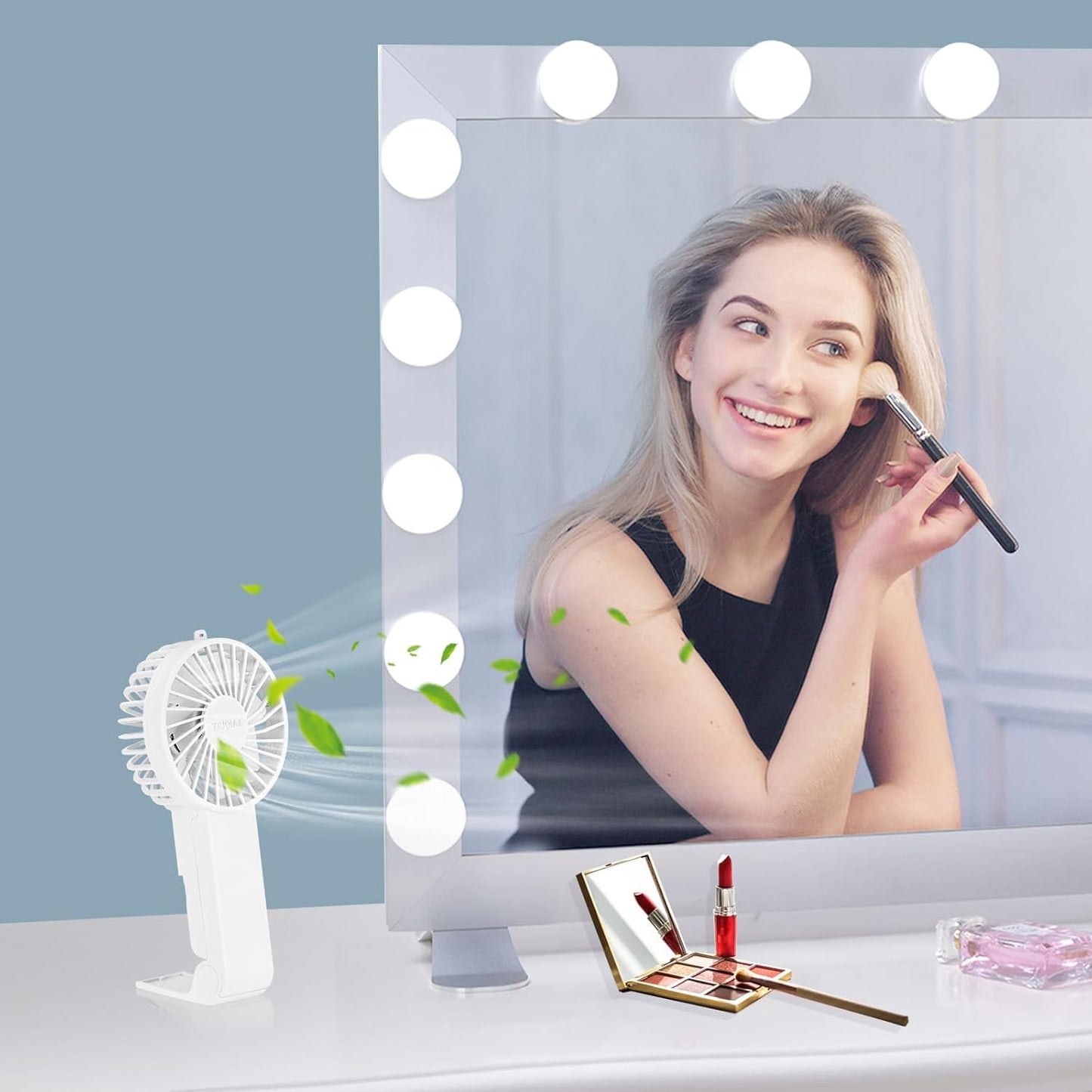 Skiennix Handheld Fan - Portable 3-Speed USB Rechargeable Mini Fan for Home & Travel - White