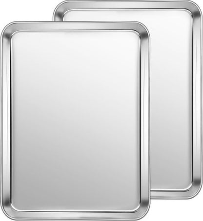 CEKEE Stainless Steel Baking Sheets - Heavy Duty & Easy Clean 2-Piece Set | 12.59 x 9.84 x 1 Inch