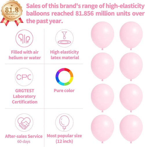 Light Pink Balloons by [Brand Name] - 12 Inch Latex Balloons for Birthday Party & Baby Shower | 110pcs with Ribbons