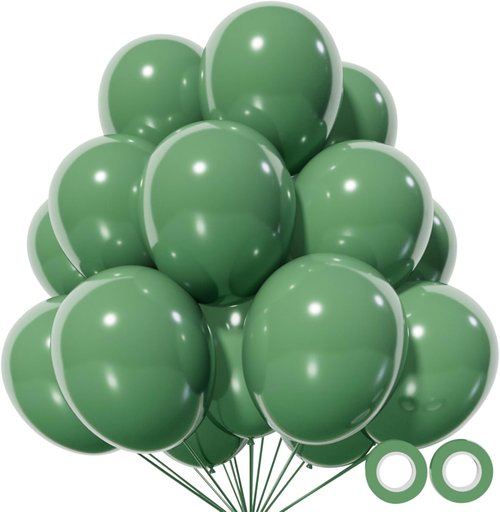 Dark Sage Green Balloons by [Brand Name] - 110 Pcs 12-Inch Latex Round Helium Balloons for Christmas Celebrations