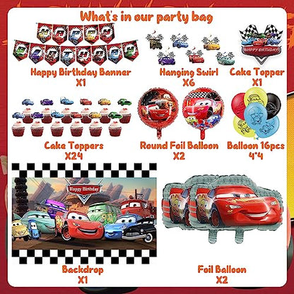 Birthday Party Decorations Kit with Banner Balloons Backdrop & Cake Toppers