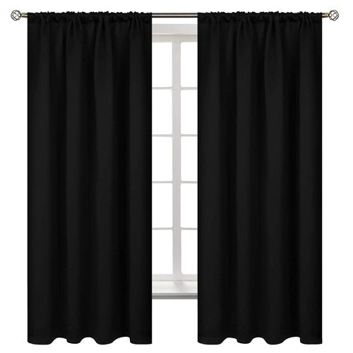 BGment Black Out Bedroom Curtains 63 Inch Length 2 Panels - Thermal Insulated Drapes with Rod Pocket Room Darkening Privacy for Living Room, 42 x 63 Inch