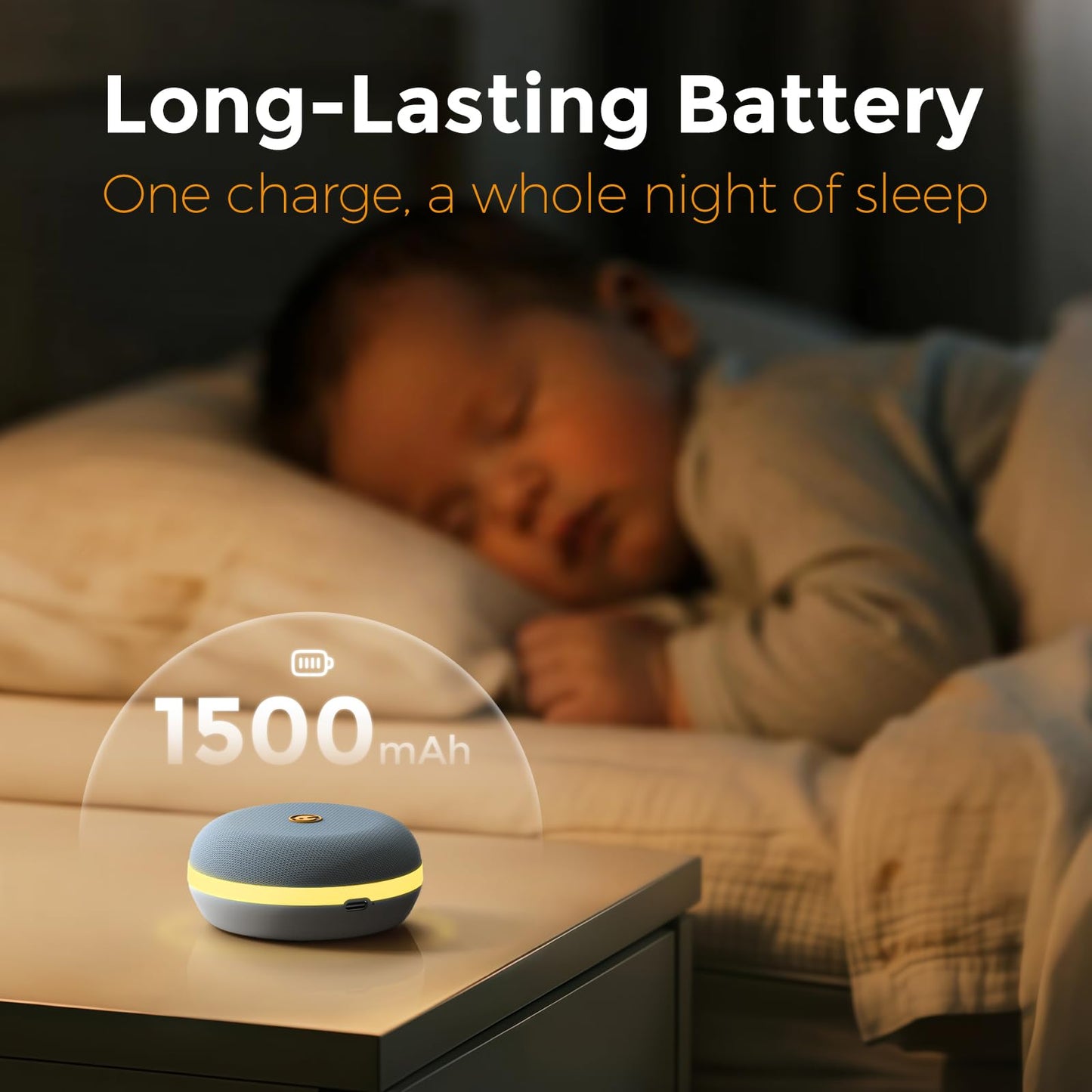 Portable White Noise Machine for Baby Sleeping, Sound Machine with Personal Voice Recording & Night Light, Rechargeable Battery for Travel, 12 Soothing Sounds & App Library, Toddler Travel Essentials