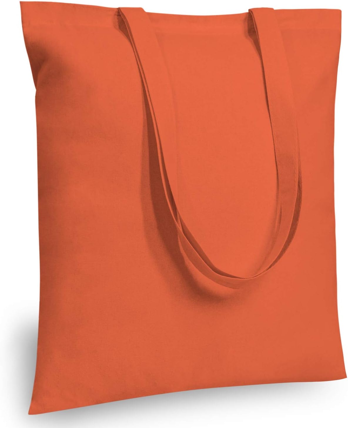 TOPDesign 16"x15" Orange Cotton Tote Bags - 24-Pack Lightweight Reusable Grocery Bags for DIY & Promotions