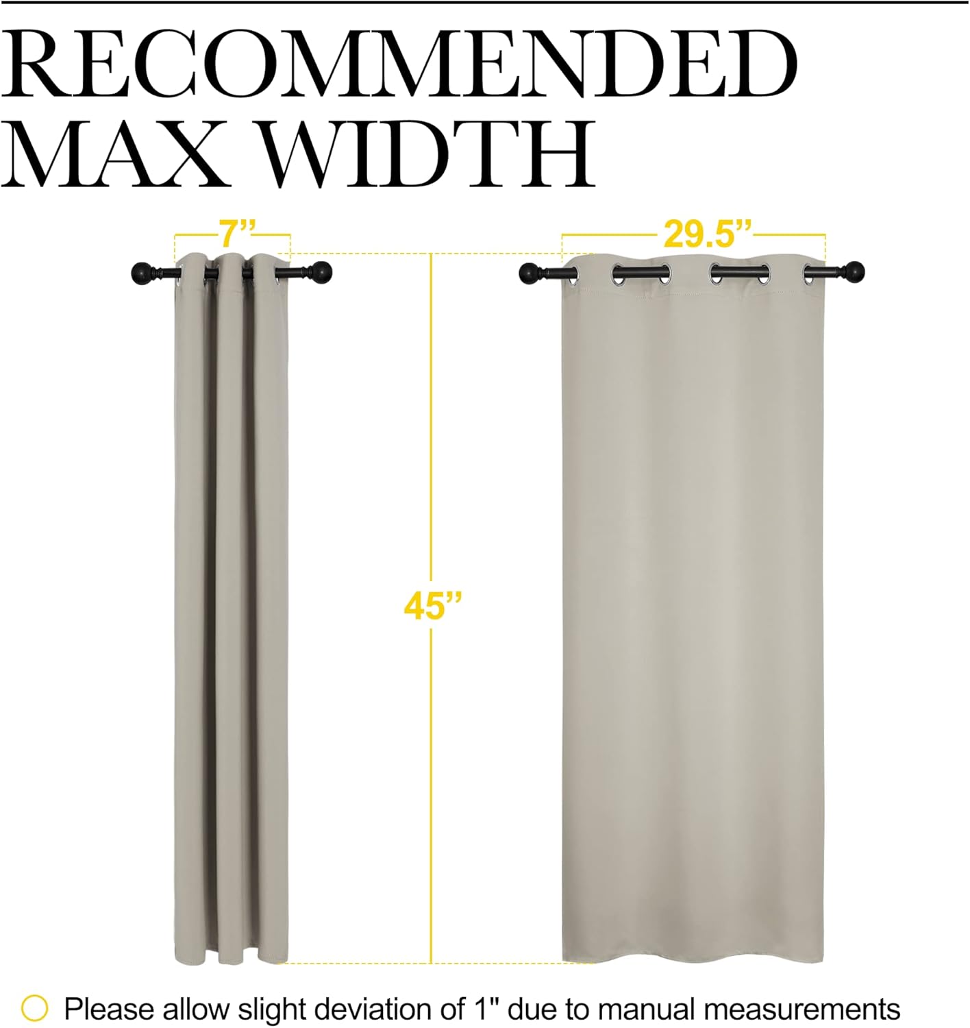 NICETOWN Room Darkening Short Curtain Panels - Thermal Insulated Grommet Drapes (Natural, 2 Panels, W34 x L45)
