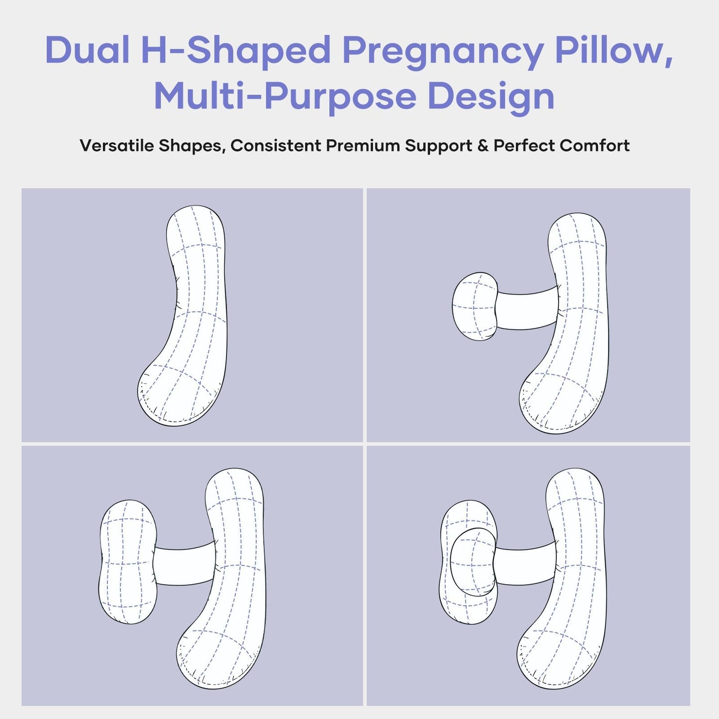 Pregnancy Pillows for Side Sleeping - Adjustable Belly & Back Support Pillow,H Shaped Full Body Maternity Pillow with Cooling Removable Cover, for Pregnant Women and Adults(Blue)