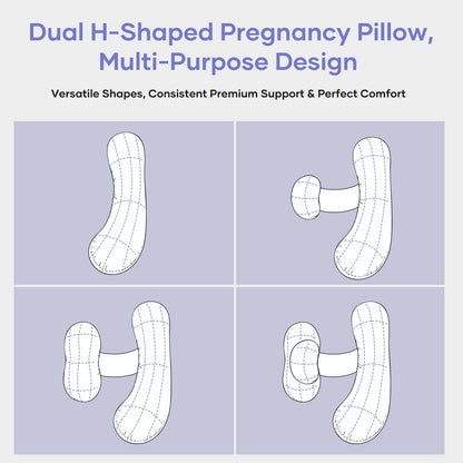 Pregnancy Pillows for Side Sleeping - Adjustable Belly & Back Support Pillow,H Shaped Full Body Maternity Pillow with Cooling Removable Cover, for Pregnant Women and Adults(Blue)