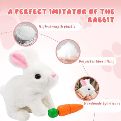 Hopping Bunny Toy - Interactive Electronic Plush Rabbit with Sounds & Twitching Ears | Easter Gift for Kids (Brown & White)