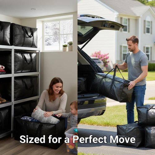 BAG-THAT! Heavy Duty Large Moving Bags - 10-Pack with Strong Zipper & Comfortable Handles